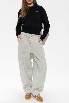 Ami Cotton Sweatshirt With Embroidered Logo, Womens, Black