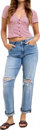 Judy Blue Womens Mid Rise Destroyed & Cuff Skinny Jeans In Blue