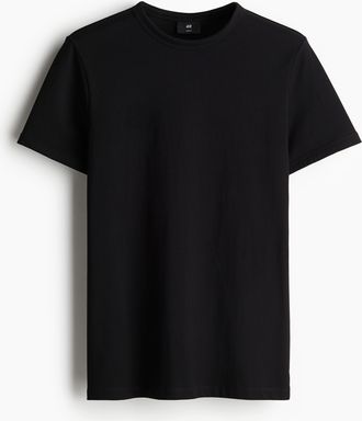 H&M Baumwoll-T-Shirt in Slim Fit - Schwarz