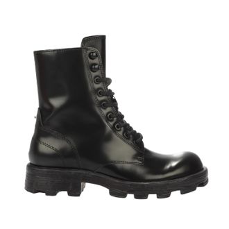 Diesel D-Hammer Leren Gevechtslaarzen voor Dames (Zwart)