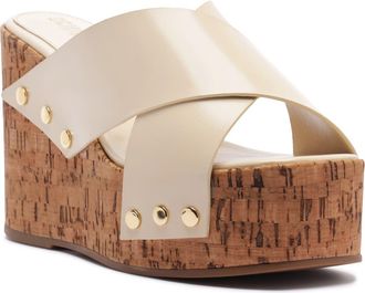 Schutz Serena Platform Wedge Sandal in Egg Shell at Nordstrom, Size 9.5
