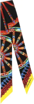 Dolce & Gabbana Accessoires, Dames, Veelkleurig, ONE Size, Carretto Print Zijden Bandana