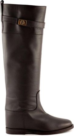Via Roma 15 High Boots, female, Brown, 4 UK, Dark Brown Leather Knee-Length Boots