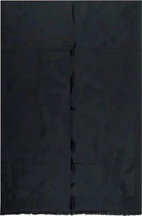 Saint Laurent Monogram Wool Jacquard Scarf - Dames - Sjaals - Zwart - ONE Size - Wol - Accessoires