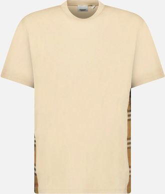 Burberry Womens Burberry Caris Check Hem T-Shirt Soft Fawn - Cream - Size: 10/8