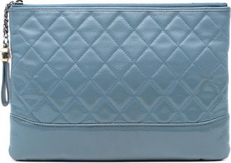 Chanel Pre-owned Womens Medium Aged Calfskin Gabrielle O Case Clutch - Blue Leather - One Size