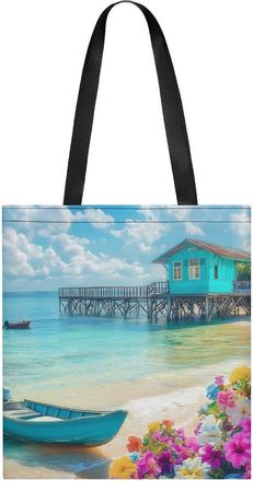 Generic Landscape Beach Sail Boat Tote Bag for Women Men Shoulder Bags Purses Pouch Handbags