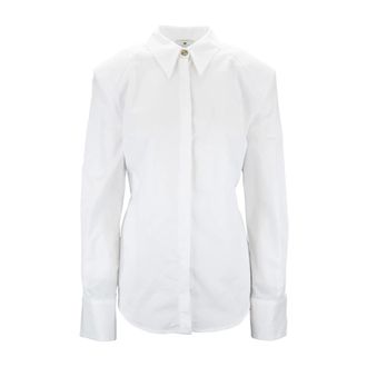 Elisabetta Franchi Shirts, female, White, Size: XL Button-Up Shirt