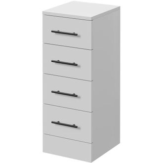 Alexander James Alexander James Gloss White 300mm x 330mm 4 Drawer Storage Unit - 300mm - Matt Black 96mm Bar Handle