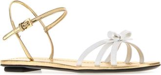 Prada Womens Two-Tone Leather Sandal Gold