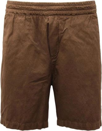 Paolo Pecora Katoen/Linnen Bermuda Shorts - Heren - Korte Broeken - Bruin - L - Katoen - Korte Broeken