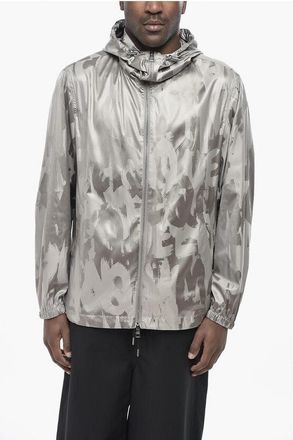 Alexander McQueen Hooded Windbreaker With All-Over Logo size 52