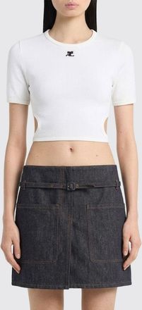Courr&egrave;ges T-shirts crop in cotone con logo Courr&Egrave;ges