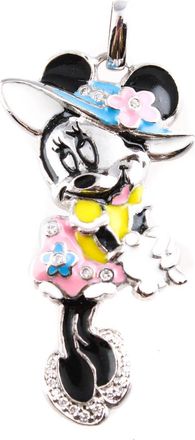 VICTORIA CASAL Diamond Sterling Silver Enamel Mouse Pendant Charm Pink Yellow