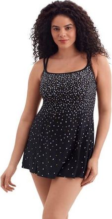 Longitude Princess Seam Long Torso Swim Dress in Falling Brush at Nordstrom, Size 8