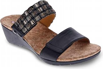 Revere Comfort Shoes Womens Sorrento Wedge Sandal In Onyx