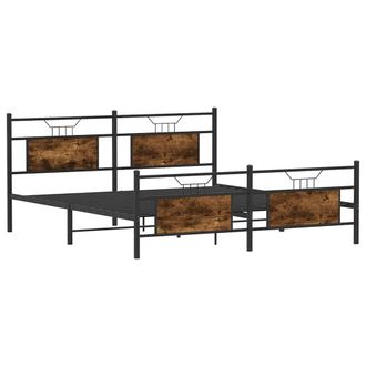 Berkfield Home Metal Bed Frame without Mattress Smoked Oak 160x200 cm in Brown