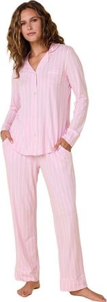 The Cats Pajamas Pima Knit Pajama Holiday Set in Heritage Stripe Pink at Nordstrom, Size X-Small