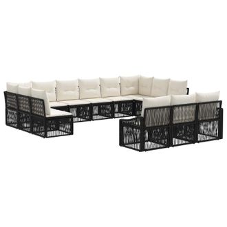 vidaXL Conjunto De Sof&aacute;s De Jard&iacute;n 13 Uds. 13 Plaza Negro Vidaxl