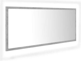 vidaXL Espejo de baño led acrílico gris hormigón 100x8,5x37 cm Vidaxl