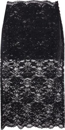 Paco Rabanne Floral Lace High-Waisted Rok - Dames - Midirokken - Zwart - S - Rokken