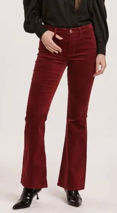 Dear John Denim Rosa Mid-Rise Velvet Pants In Burgundy