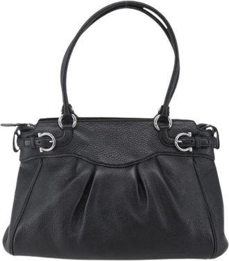 Ferragamo Pre-owned Handbags, female, Black, Size: ONE SIZE Pre-owned Leather Shoulder Bag
