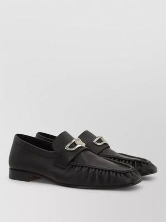 Christian Louboutin leather loafers round toe buckle detail