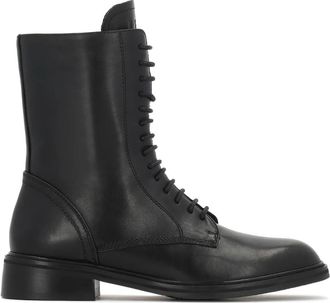 Kazar Casual Leren Laarzen - Dames - Veterlaarzen - Zwart - 39 EU - Leer - Schoenen