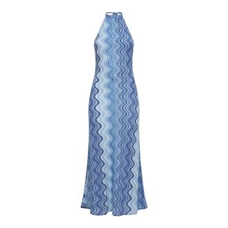 MC2 Saint Barth Rachel Maxi Jurk - Dames - Maxi kleedjes - Blauw - L - Polyester - Kleedjes