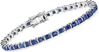 Ross-Simons Sapphire and. Diamond Tennis Bracelet in Sterling Silver