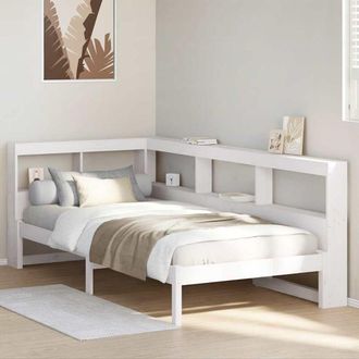 vidaXL Cama Con Estanter&iacute;a Sin Colch&oacute;n Madera Maciza Blanca 75x190 Cm Vidaxl