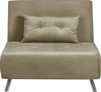 Beliani Beliani - Sof&aacute; Cama Moderno De Terciopelo De 1 Plaza Con Coj&iacute;n Verde Oliva Farris