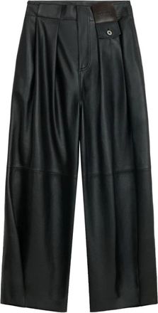 Loewe Leather Broeken - Dames - Leren Broeken - Zwart - XS - Broeken