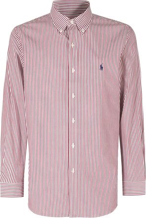 Polo Ralph Lauren Wine White Striped Button-Down Cotton Casual Shirt