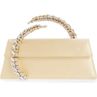 L'Alingi Karma Crystal Handle Satin Clutch in Butter Yellow at Nordstrom