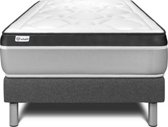 VITALIT Somier Gris + Colch&oacute;n Con Espuma Viscoel&aacute;stica 90 X 190