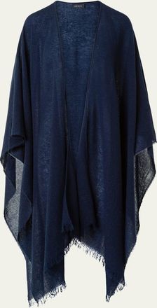 Akris Metallic Wool-Cashmere Fringed Cape Scarf