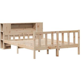 vidaXL Vidaxl - Cama Con Estanter&iacute;a Sin Colch&oacute;n Madera Maciza De Pino 160x200cm