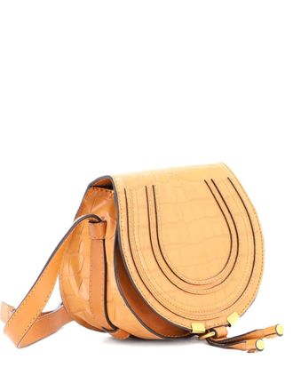 Chlo&eacute; Marcie Crocodile Embossed Leather Mini crossbody bag - Neutrals