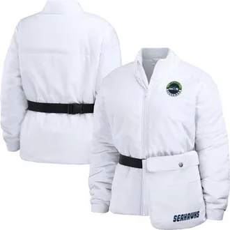WEAR by Erin Andrews Womens WEAR by Erin Andrews White Seattle Seahawks Packaway Full-Zip Puffer Jacket at Nordstrom, Size Xx-Large