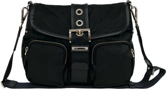 Prada Black Nylon Leather Shoulder Bag Tote Bag (Pre-Owned)