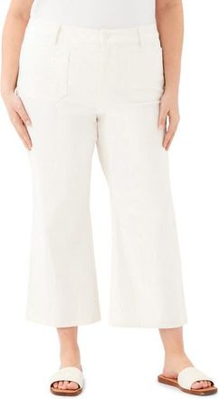 Karen Kane Lauren Stretch Cotton Crop Pants in Off White at Nordstrom, Size 16W