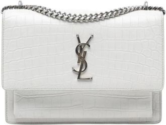 Saint Laurent Pre-owned Shoulder Bags, female, White, Size: ONE SIZE Pre-owned Vintage Leather Crossbody Bag