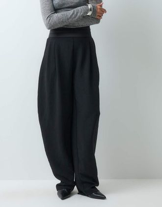 Asos pantaloni tuxedo sartoriali con vita avvolgente neri-Nero