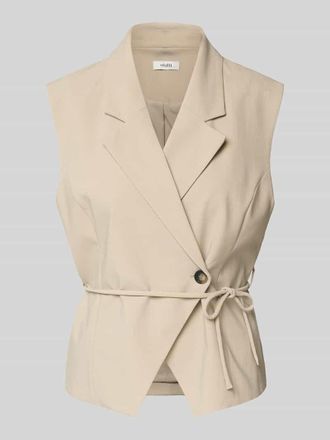 Mbym mbyM Weste mit Reverskragen und Bindeg&uuml;rtel Modell Evelora in Sand, Gr&ouml;&szlig;e XL