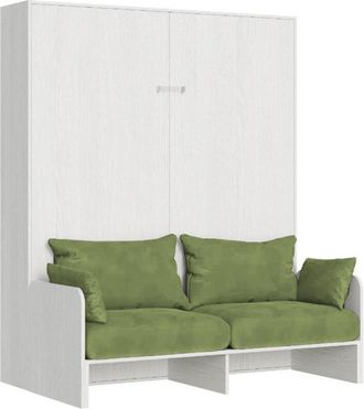 Itamoby Letto matrimoniale a scomparsa 160 Kentaro con divano bianco frassino, verde