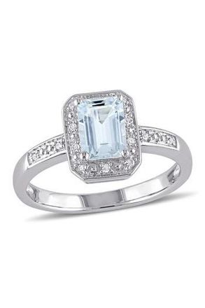 Delmar Pavé Diamond & Aquamarine Ring in Blue at Nordstrom Rack, Size 10