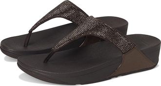 FitFlop Lulu Crystal Toe-post Sandals Womens Wedge Shoes Metallic Chocolate Brown : 11 M (B), Faux Leather
