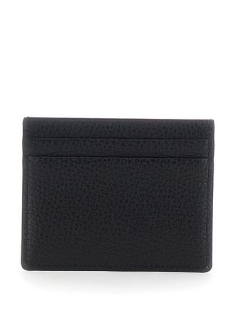 Valentino Garavani Mens Black Leather Card Holder With Rockstuds Calf Accessory